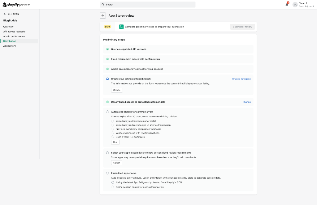 BlogBuddy dashboard showing blog management interface